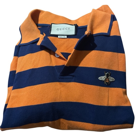 Gucci Orange and Navy Striped Polo Shirt - Picture 4 of 6